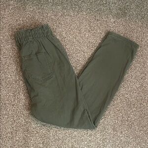 7 For All Mankind Green Cinch Waist Straight Leg Jeans